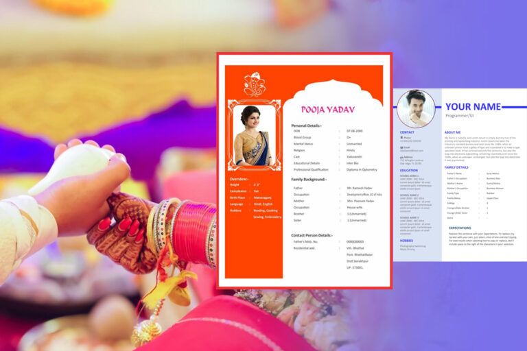 Perfect Marriage Biodata format for brides and grooms